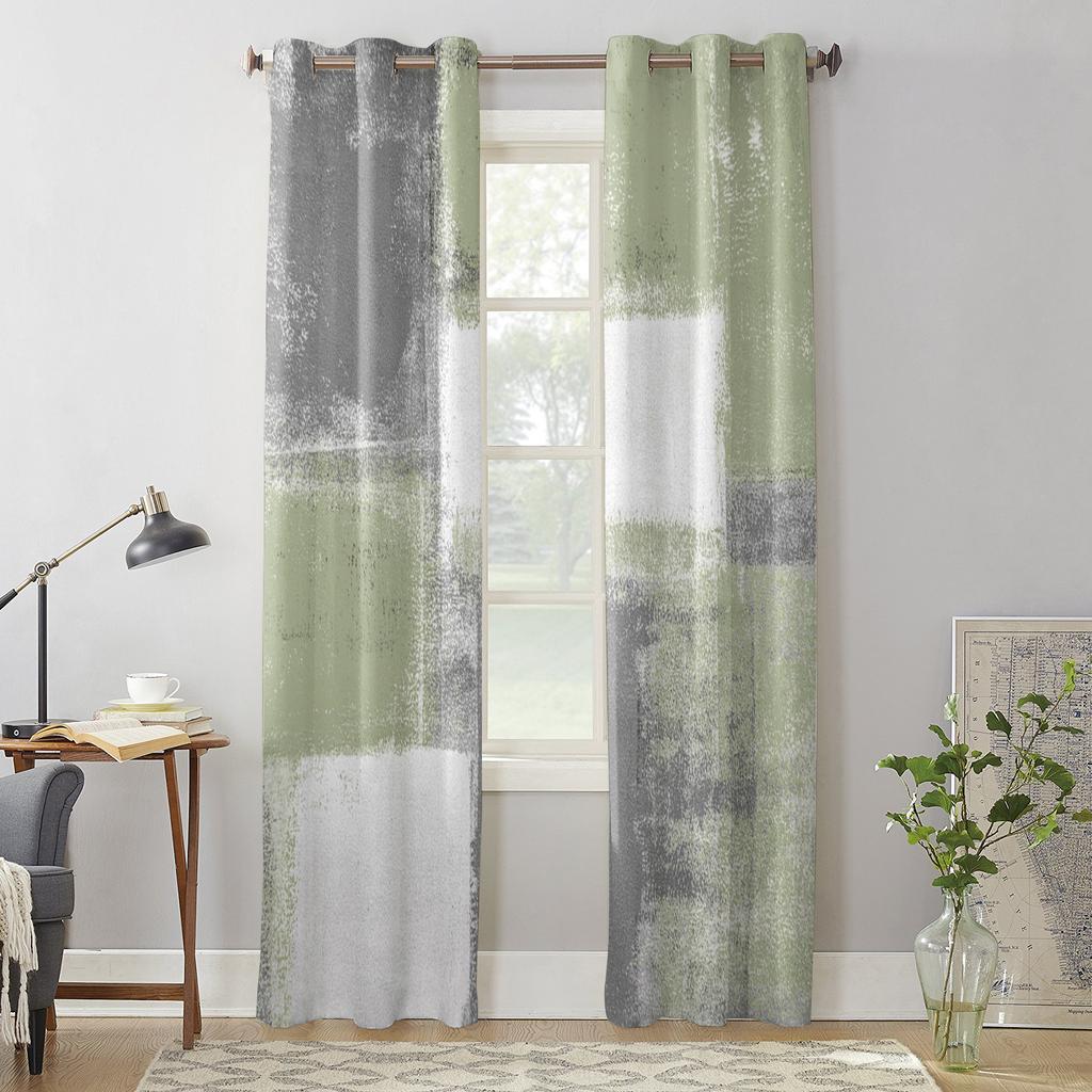 Šalvěj zelená olejomalba textura barva okenní závěsy do obývacího pokoje domácí ložnice kuchyně dekorace vánoční závěs