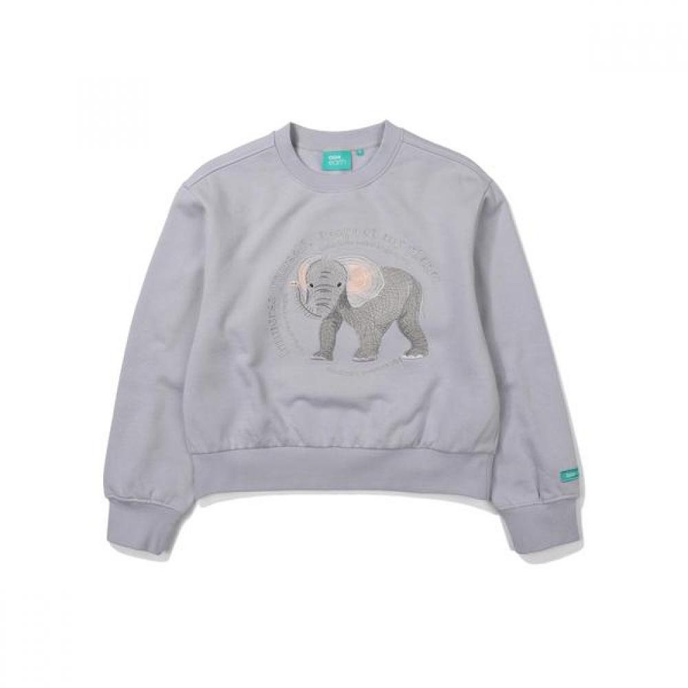Bbc Earth [23fw] Fleece Crewneck Animal Embroidery  Ash Blue 095