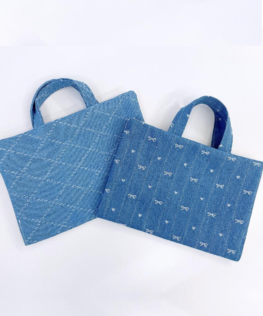 Sonnetofnight One-Size Denim Tote Book Cover With Hand Strap Handle Book Pouch