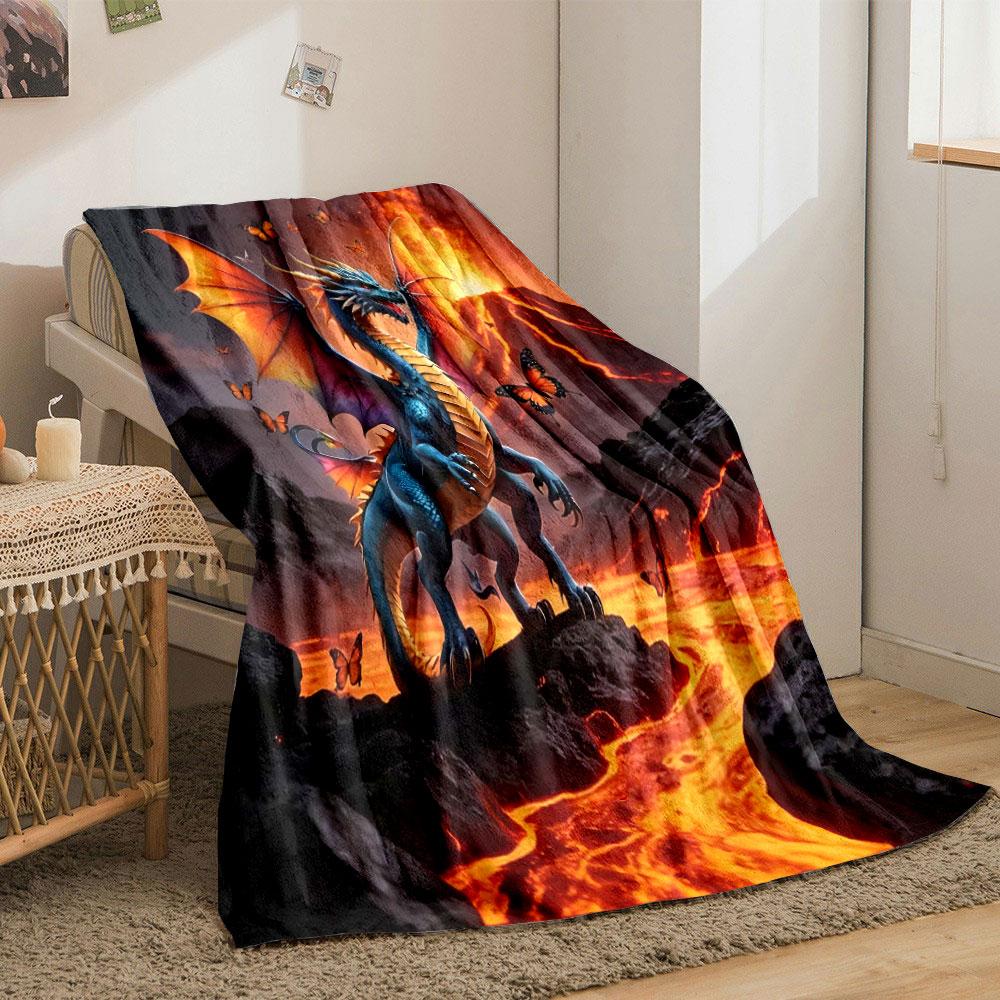 Dream Flying Dragon Print Warm Comfortable Blanket Home Travel Camping for Adults and Kids Multiple Size Options Available.
