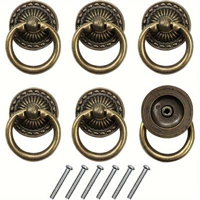 6 Stück Vintage Bronze Knauf Zieht Hardware Möbel Schublade Zieht Kommode Schrank Zieht  (Einzelloch mit Schraube)