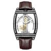 Reloj Mecánico Automático Transparente Hombre Steampunk Esqueleto Engranaje de Lujo Cuerda Automática Cuero Relojes de Hombre Montre Homme