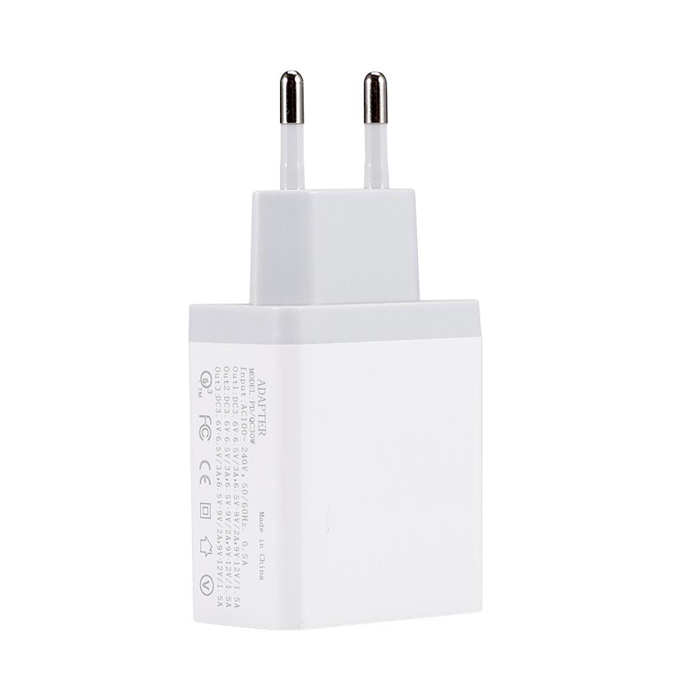 38W Dual USB Fast Charger with QC3.0 & PD Port, Compatible with EU/US/UK Plugs