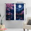 2D Flat Printing 2pcs Romantic Summer Window Curtains Cherry Blossom Moonlit Night Polyester Without Electricity Festive Holiday