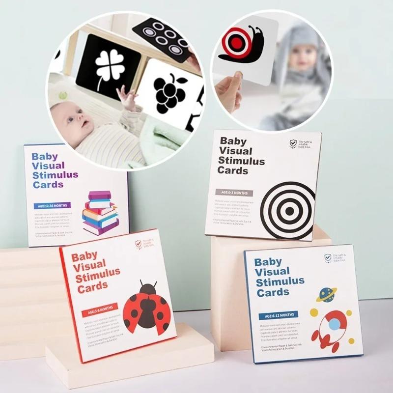 Babys Schwarz-Weiß-Hoher Kontrast Lernkarten Visuelle Stimulationskarten Montessori Spielzeug Lern- und Bildungsspielzeug für Babygeschenke