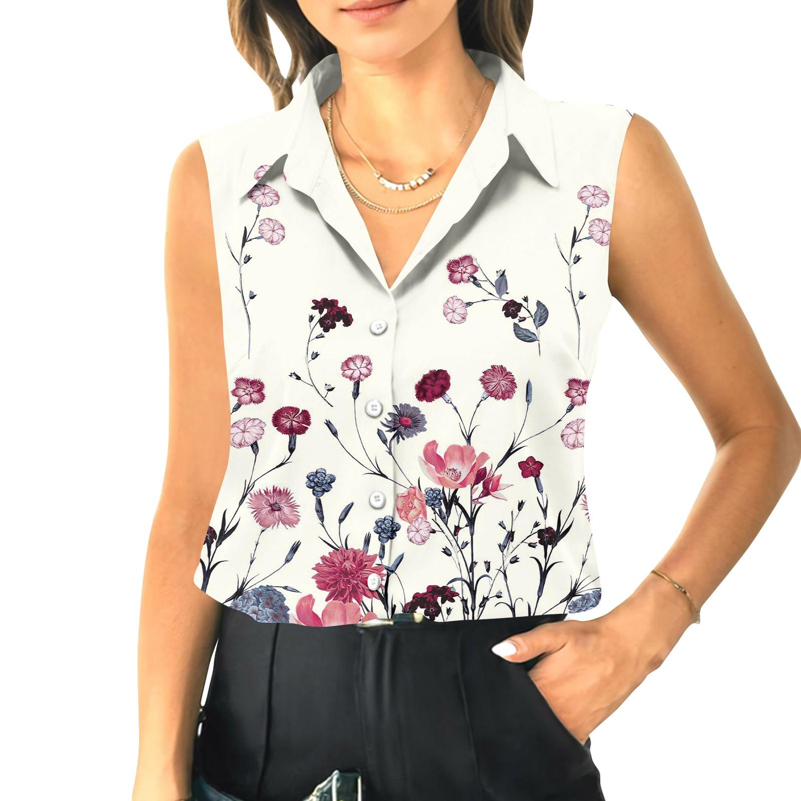 

Женский летний свободный топ без рукавов с воротником-стойкой L белый