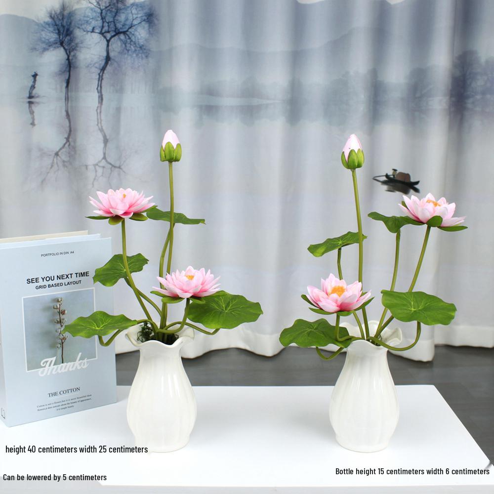 Artificial Silk Lotus Flower Ornament for Buddha Altar - Decorative Bonsai Guanyin Flower
