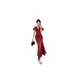 Nightclub Women's Clothing Sexy Deep V Low-cut Suspender Dress Temperament Thin Split-ended Evening Dress Sauna Technician Tooling