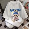 Fashion LABUBU printed T-shirt women's round neck new summer loose short-sleeved clothes
