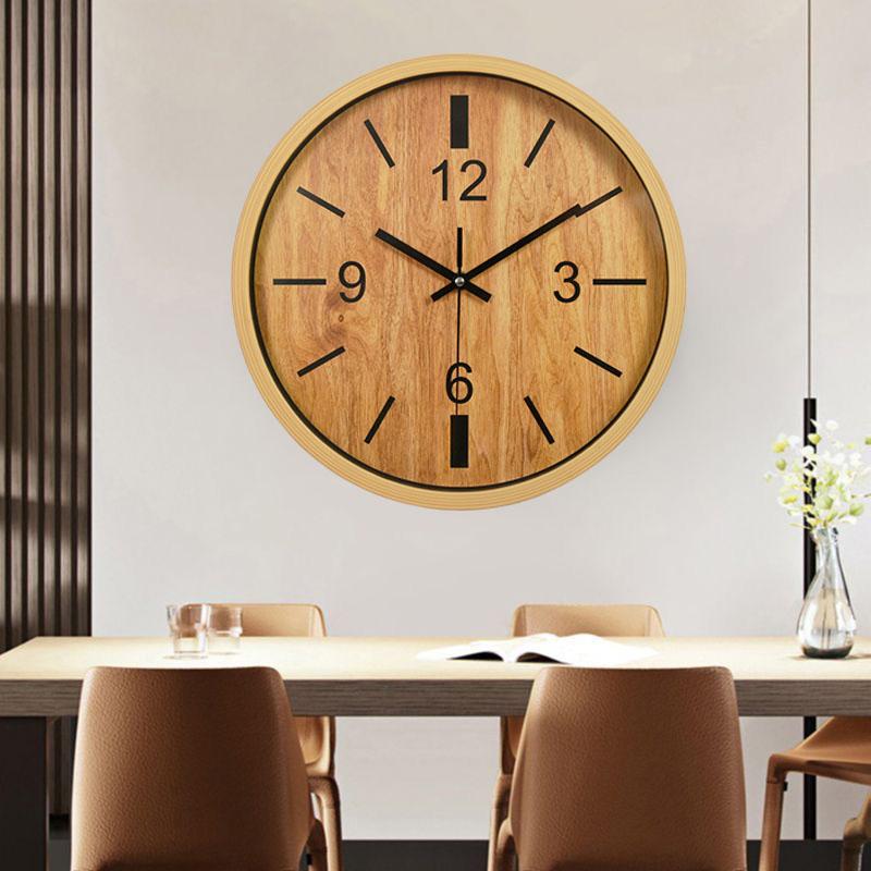 12 Inch Modern Light Luxury Wooden Wall Clock Mute Non-ticking Three-dimensional Suitable for Study Library Bedroom Living Room