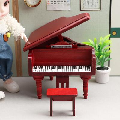 1Ensemble 1:12 Piano Miniature Maison de Poupée Avec Chaise Simulation Modèle Piano à Queue Ornement Décoration Salon Jouet Accessoire