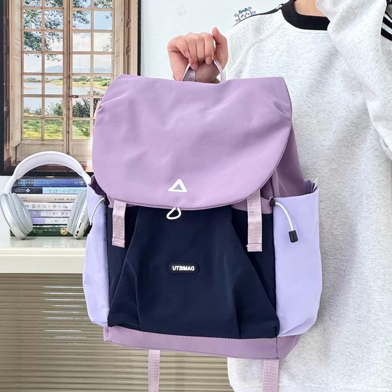Schoolbag Backpack Female Dopamine Color Matching High Value Backpack Junior High School Student School Bag Outdoor Leisure Travel Bag