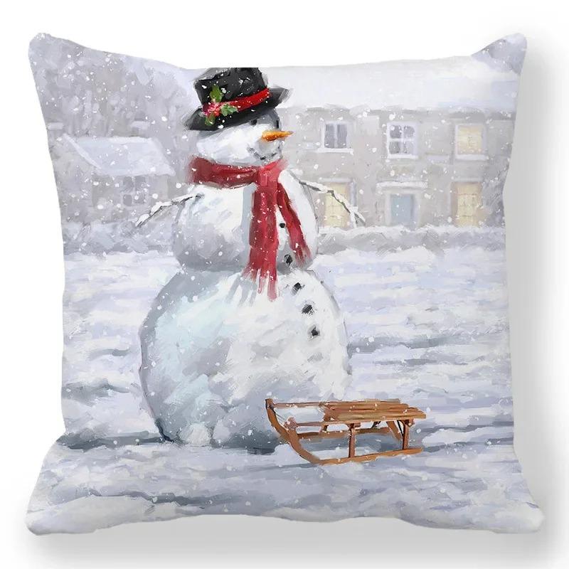 1 piece of Christmas Day party decoration pillowcase Winter Snowman animal print cushion suite room home decoration gift