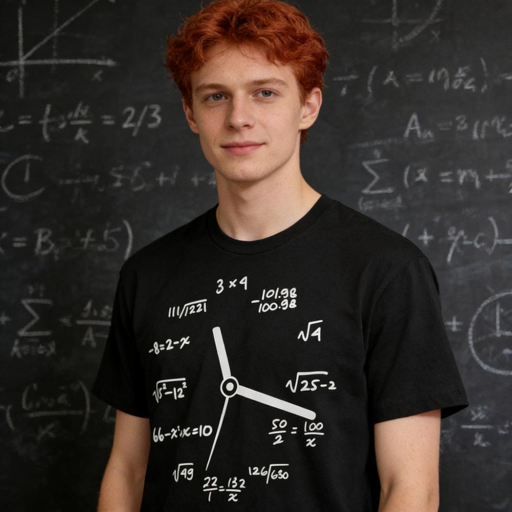 

Math Mathematics Clock T-shirt Geek Science Math School Shirt Men Women Unisex Daily Life Unique Casual Tshirt Funny Gift Top... 5XL
