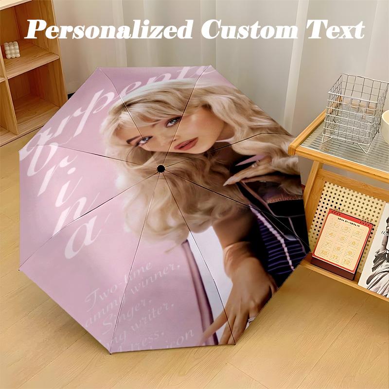 Portable Auto Folding Umbrella,Sabrina Carpenter 8 Rib Waterproof Umbrella For Camping Commute