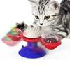 Windmill Cat Toy Interactive Spinner Pet Toys with Catnip And LED Light Cat Face Massage Brush with Suction Cup for Indoor Cats