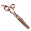 6" Antique Bronze Gold Damascus Hairdressing & Thinning Scissors with Serrated Blades