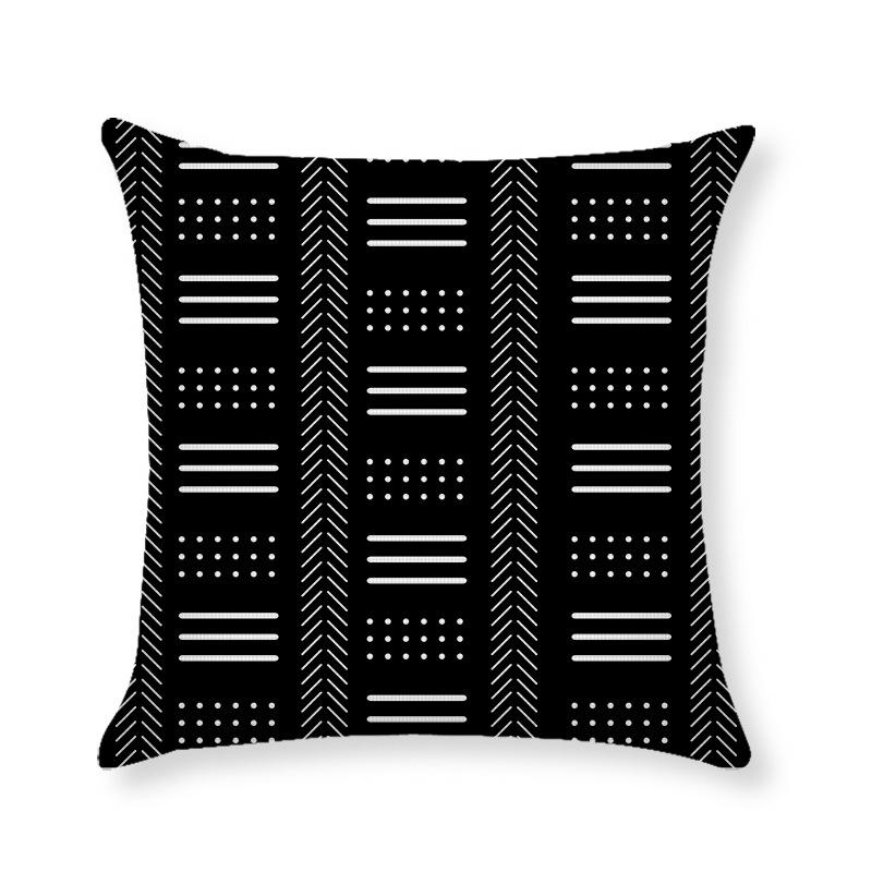 Nordisch Schlicht Schwarz und Weiß Geometrisch Weiß Leinen Kissenbezug Sommer Zuhause Sofa Kissen Kissenbezug