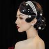 Koreanisches Retro Feen Braut Perlen Stirnband Haar Accessoire Schleier Clip