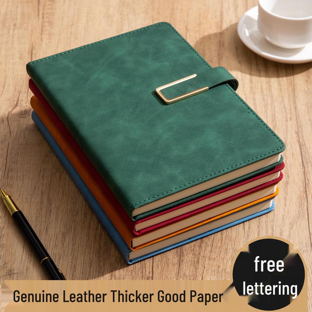 A5 Soft Leather Business Notebook with Custom Logo and Buckle, Enhanced Edition, in Gift Box
