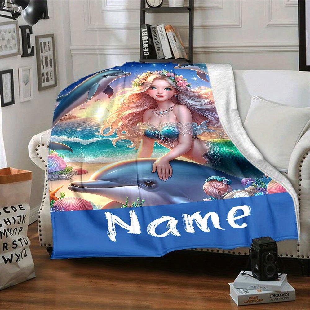 Mermaid And Dolphins Coastal Scene Blanket Home Decor Gift For Adultst52
