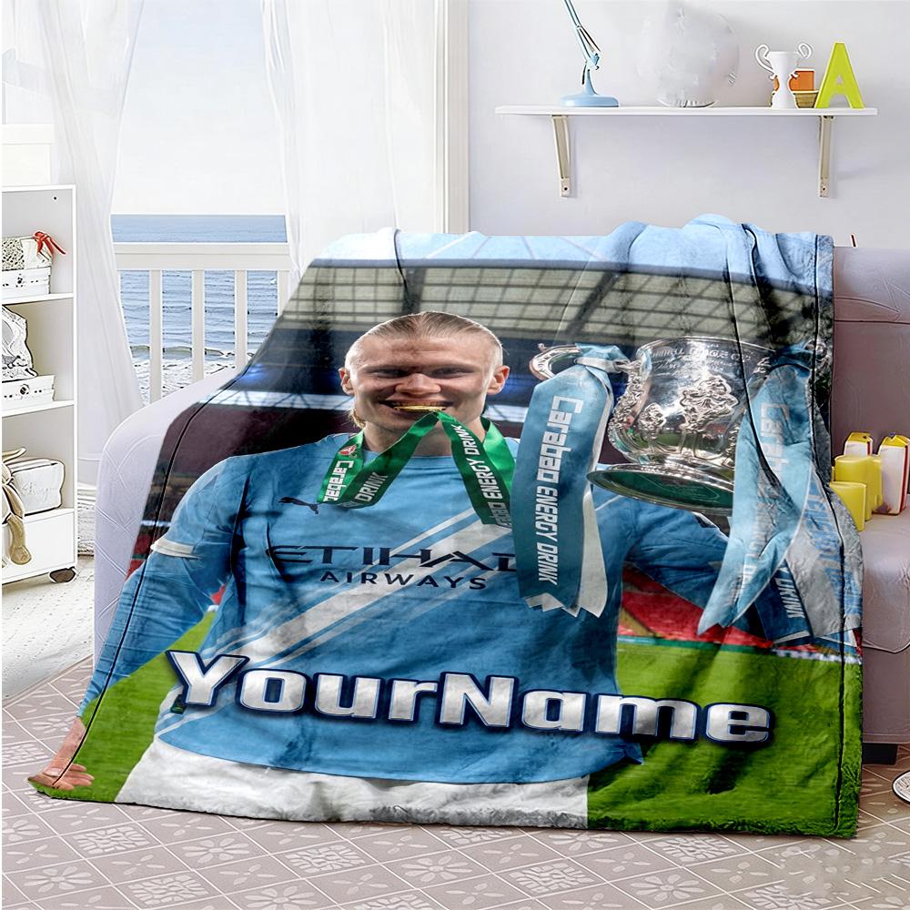 Haaland 194 Personalized Name Blanket Cozy Customizable Blanket Comfortable for Bed Nap Office Chair Sofa for All Occasions