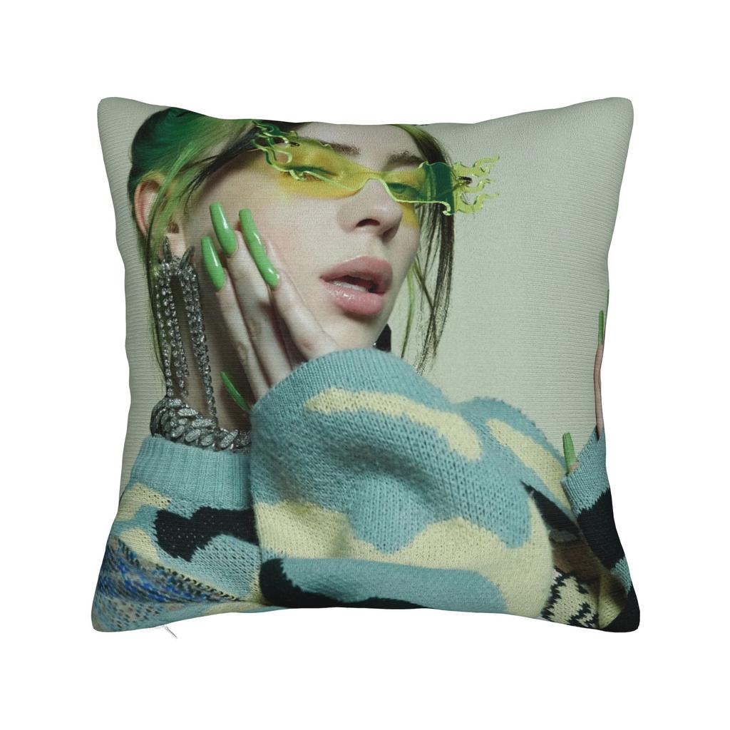 Billies Eilishs Pillowcase Double-Sided Printing Fabric Cushion Cover Decoration Throw Pillow Case Cover Home 45X45Cm