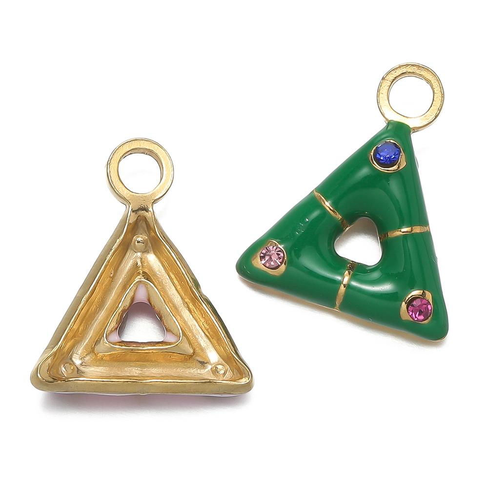 1 pièce/lot Pendentifs Triangle Ovale Cœur d'Amour Multicolores en Acier Inoxydable Pour Bracelet Collier DIY Accessoires de Bijoux