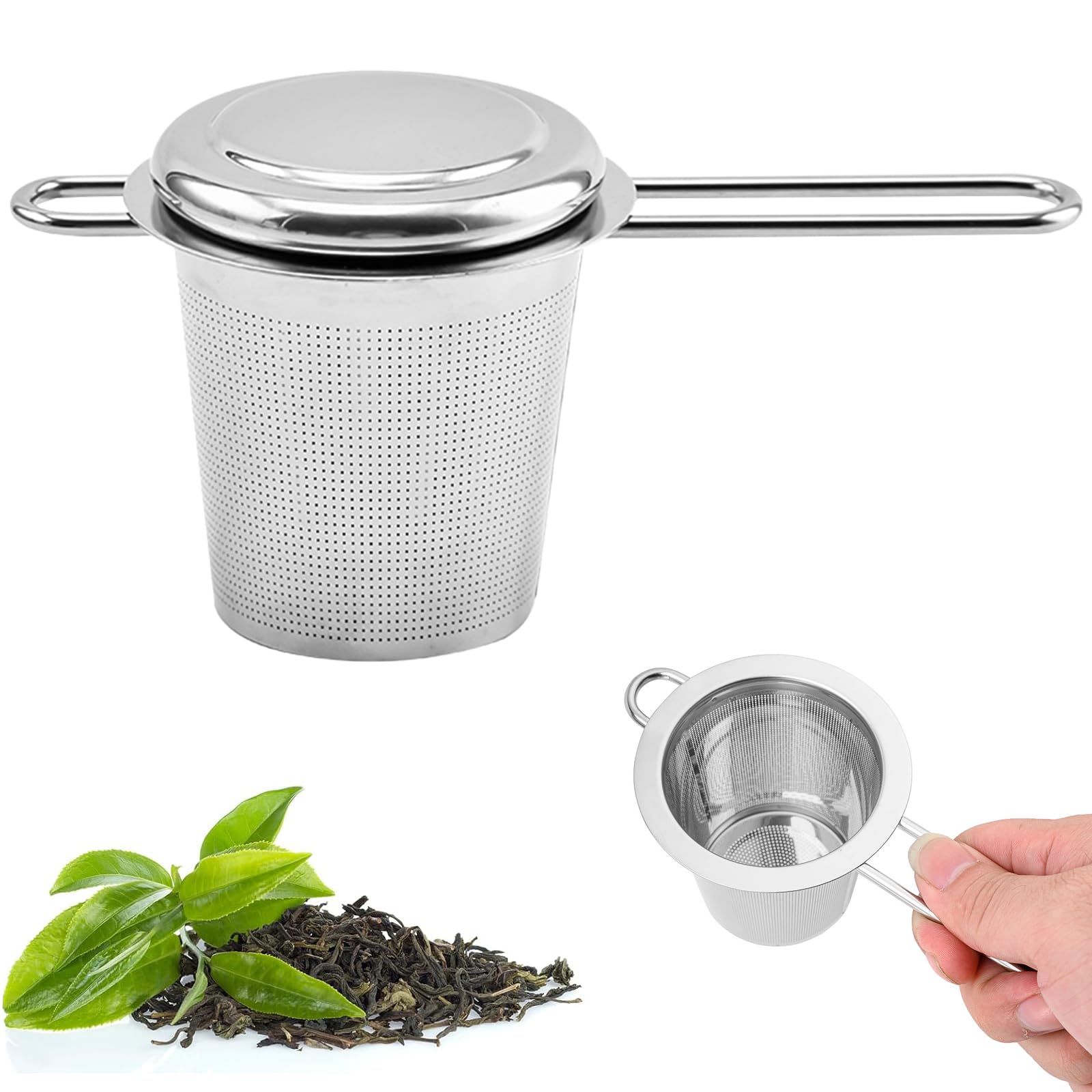 

Doyime Tea Strainer [304 Stainless Steel, Ultra-Fine Mesh, Deep Type] Tea Leaf Strainer with Lid, Easy to Clean, Dishwasher Safe, for Tea, Black Tea,