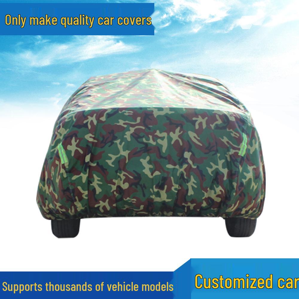 PEVA Thickened Cotton Flannel Camouflage Car Cover with Reflective Strips
