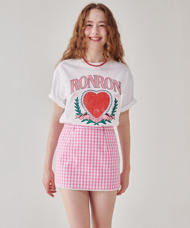 RONRON Ronron Heart Laurel Over Fit T Shirt White