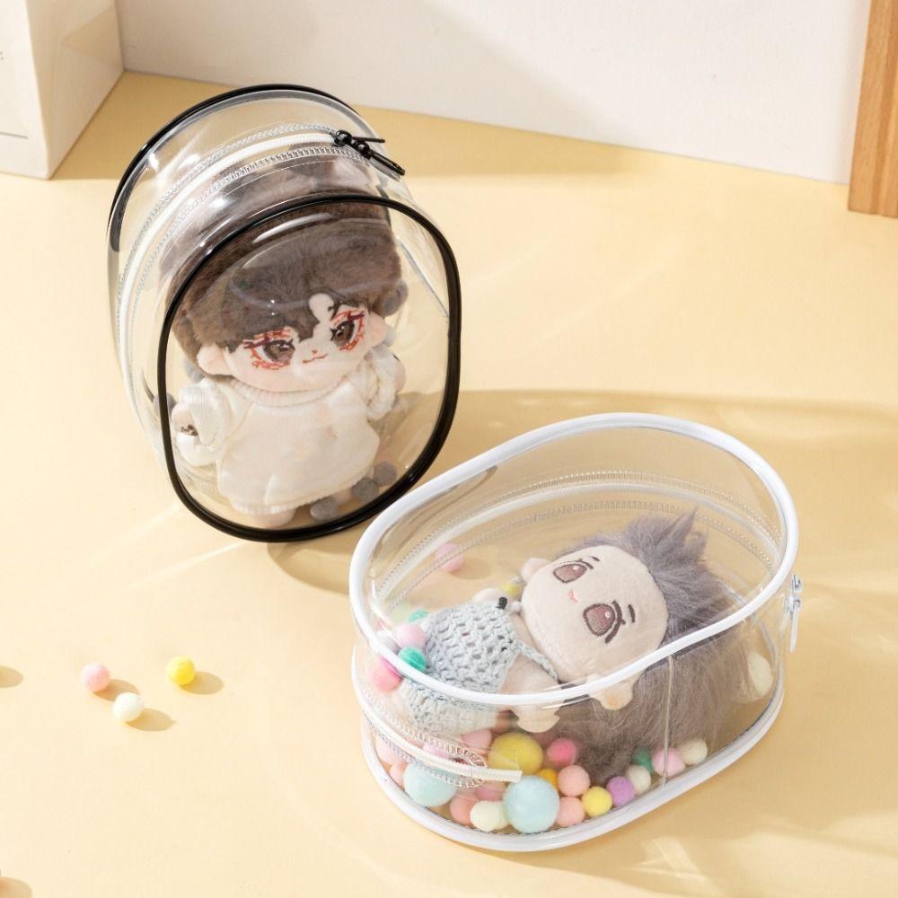 PVC Doll Transparent Walking Bag with Plush Ball Cotton Doll Storage Bag  Outdoor