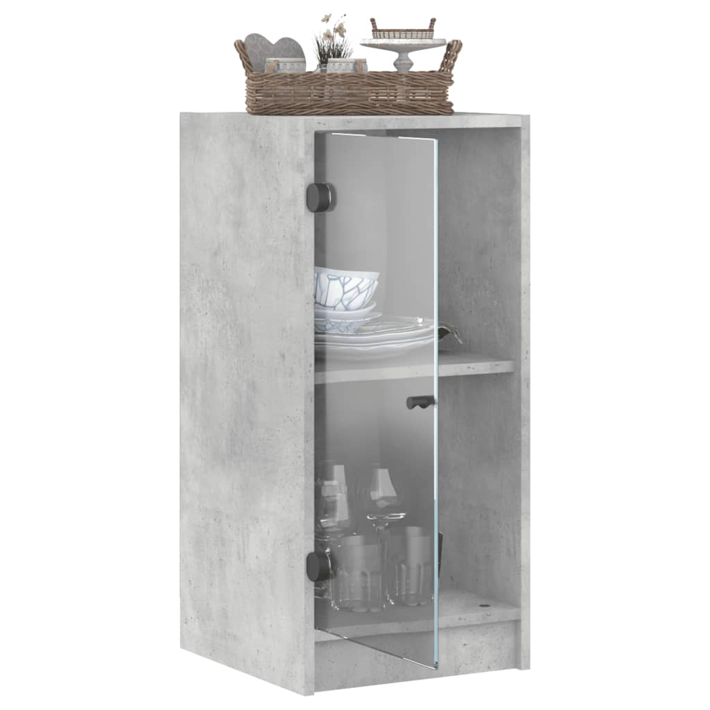 Sideboard with Glass Doors Concrete Grey 35 X 37 X 75.5 Cm