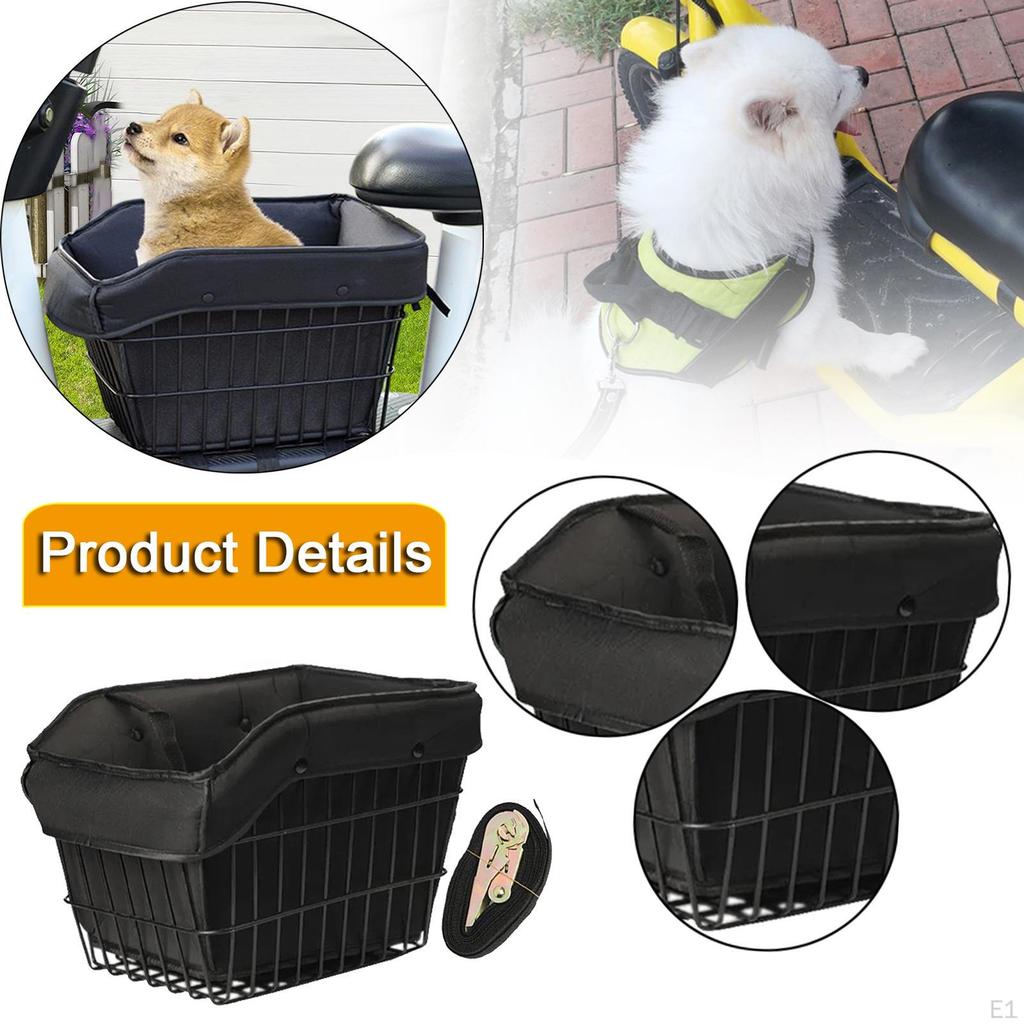 Basket Bike Pannier Container Accessories Sundries Organizer with Liner Bag for Outdoor