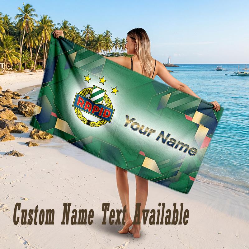 Rapid Wien FC Design Beach Towel Custom Text Large Towel for Beach Vacation