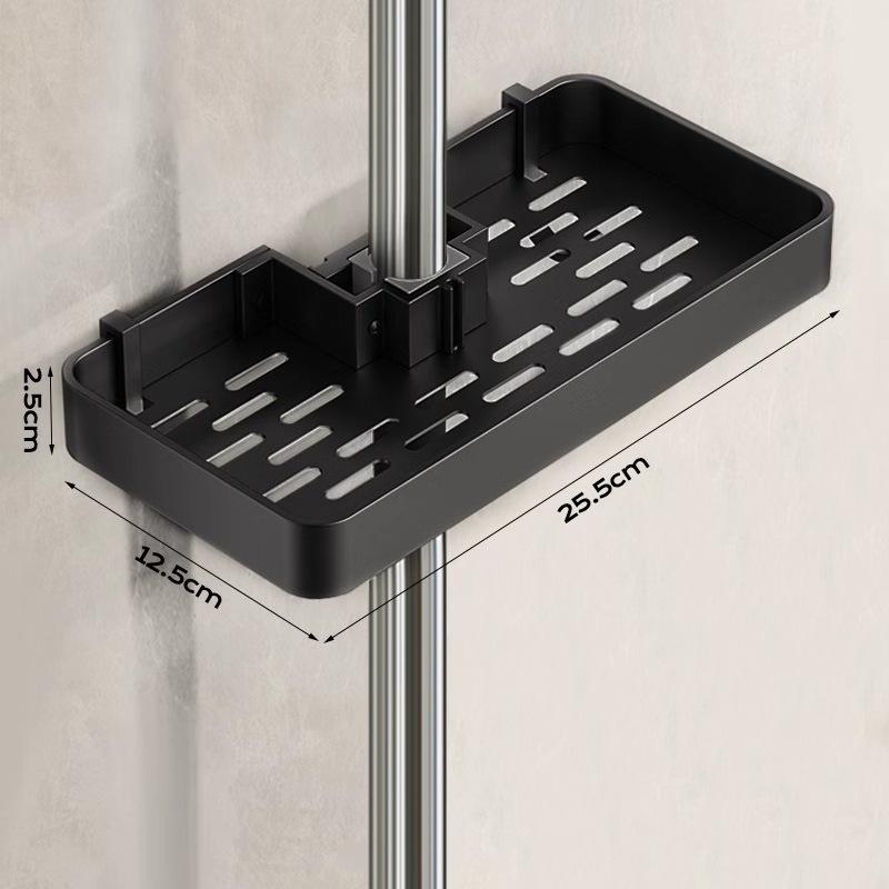 

Punch-Free Shower Caddy With Towel Rod Bathroom Shelf Shampoo Soap Holder Shower Tray For Toilet Bathroom Organizer BK1