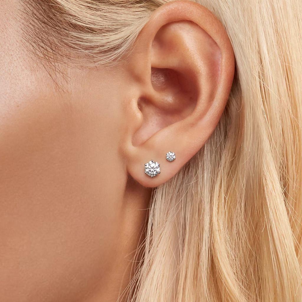 Moissanite silver earrings 3x3mm 0.1 ct silver 925 size S