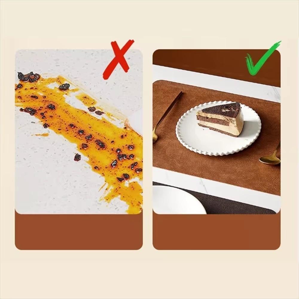 Retro Faux Leather Table Placemats Double-Sides Square Dining Table Mat PU Waterproof Table Place Mats For Kitchen Dining