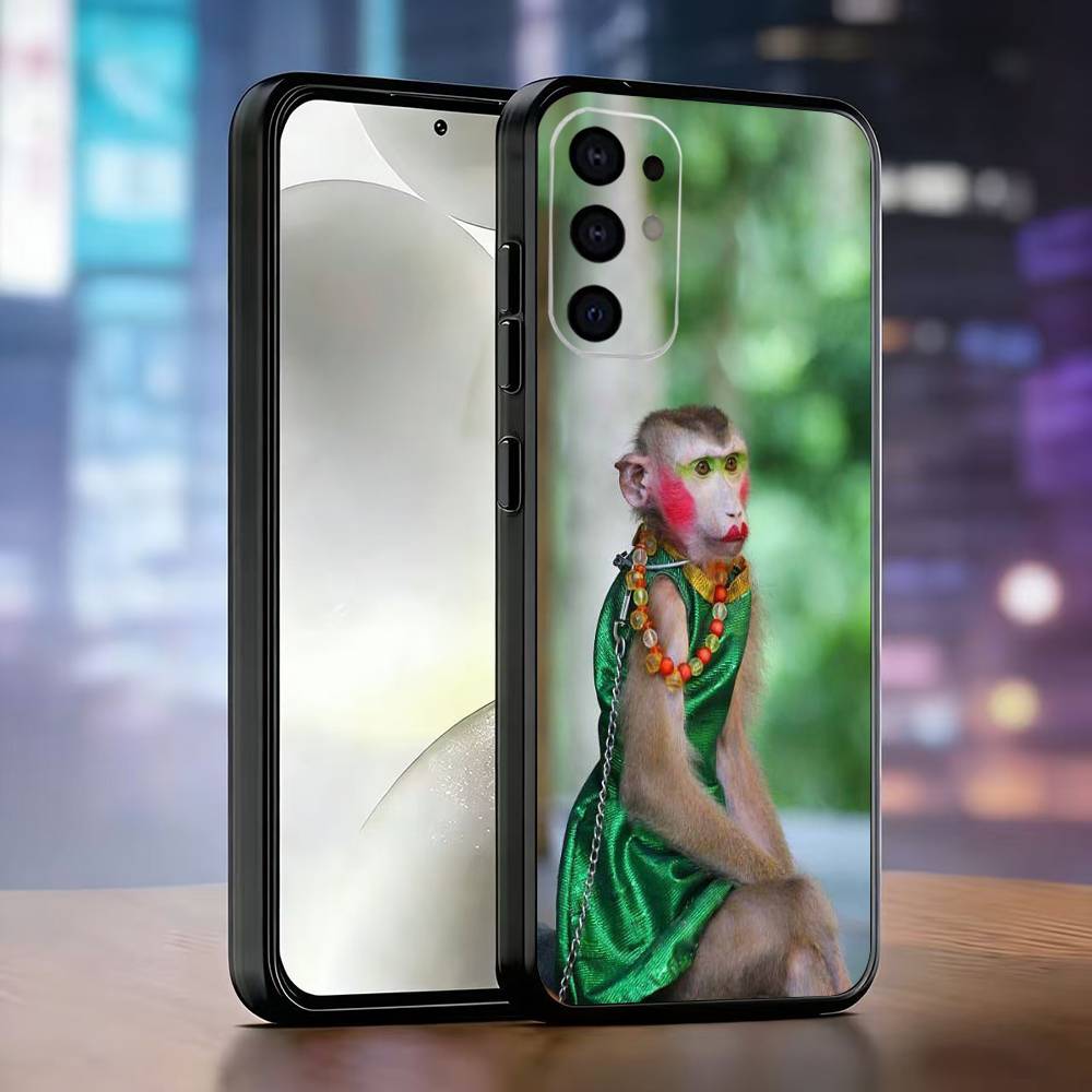 

Funny Cute Monkey meme Phone Case For Samsung S25,S24,S21,S22,S23,S30,Ultra,S20,Plus,Fe,Lite,Note,10,Black Cover Samsung S30plus5G