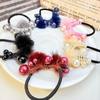 Korean Fashion Hair Tie: Women's Colorful Pom Pom Pearl Elastic Ponytail Accessory