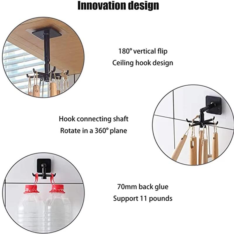 Kitchen Hook Multi-Purpose Hooks 7-claw 360 Degrees Rotated Rotatable Rack Spoon Hanger Utensils Storage Organize Accessories