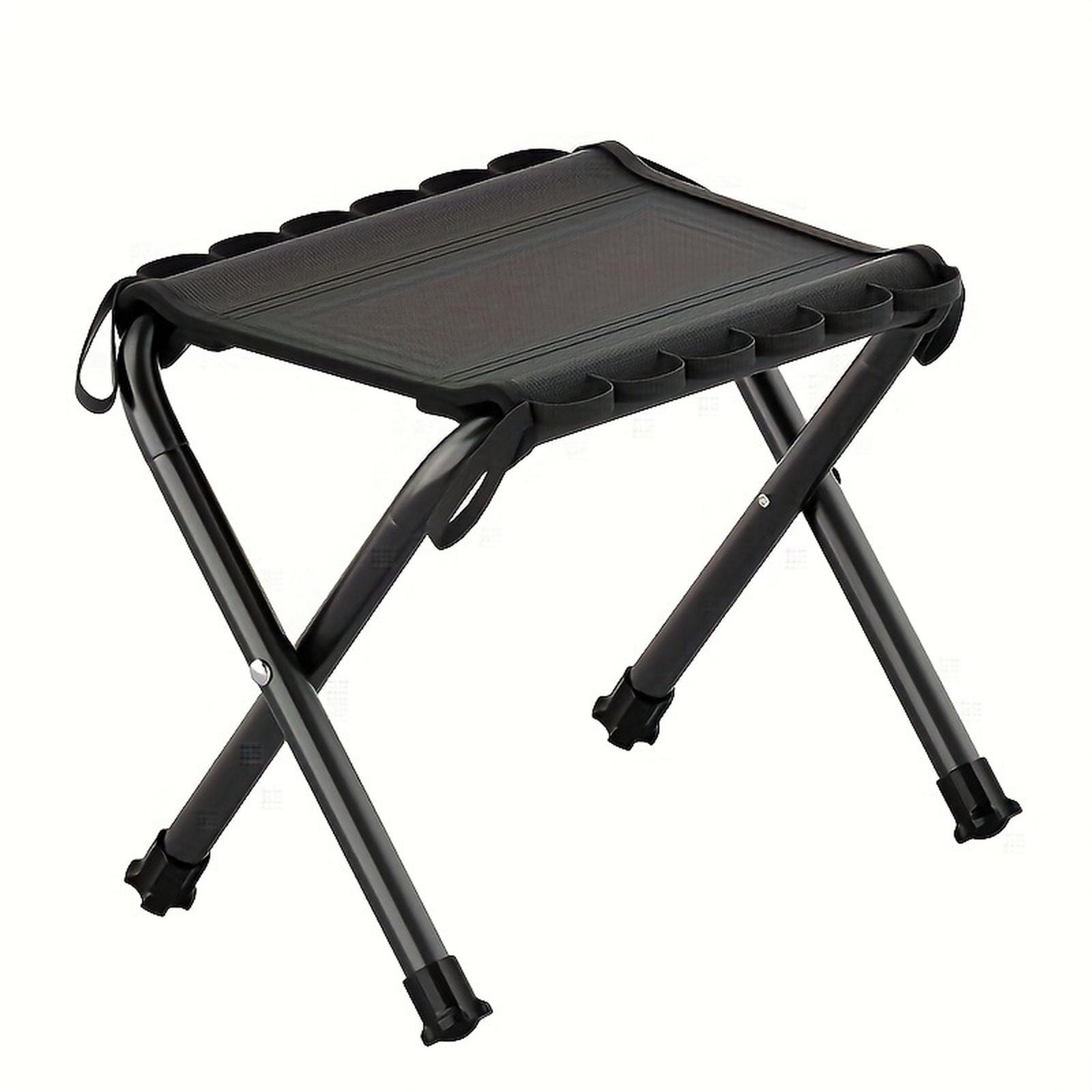 

[Portable Folding Stool] 286 Portable Folding Stool - Lightweight Aluminum Frame, Black Mesh Seat - Outdoor Camping One Size