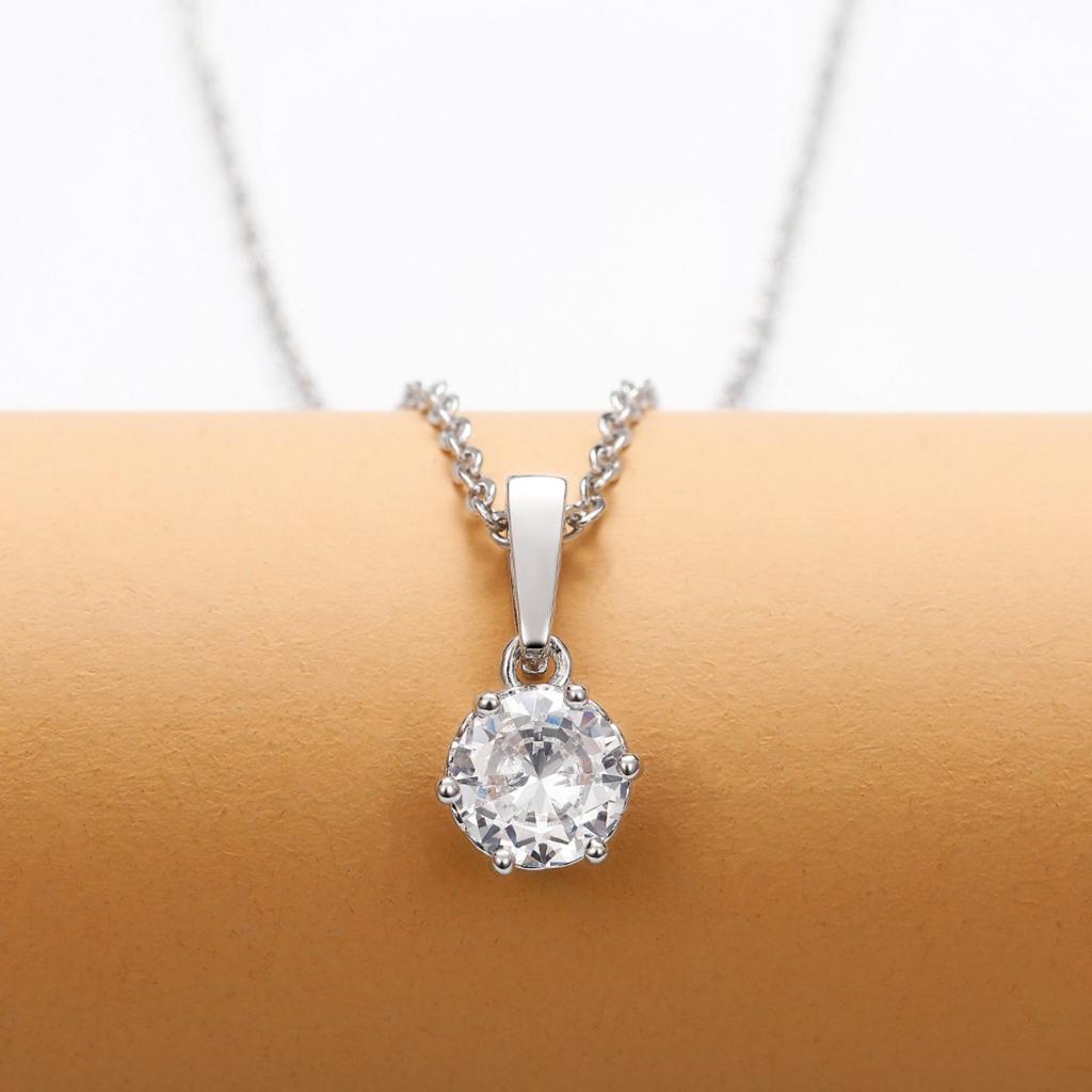 Simple Solitaire Zircon Necklace Elegant Valentine’s Day Gift Jewelry