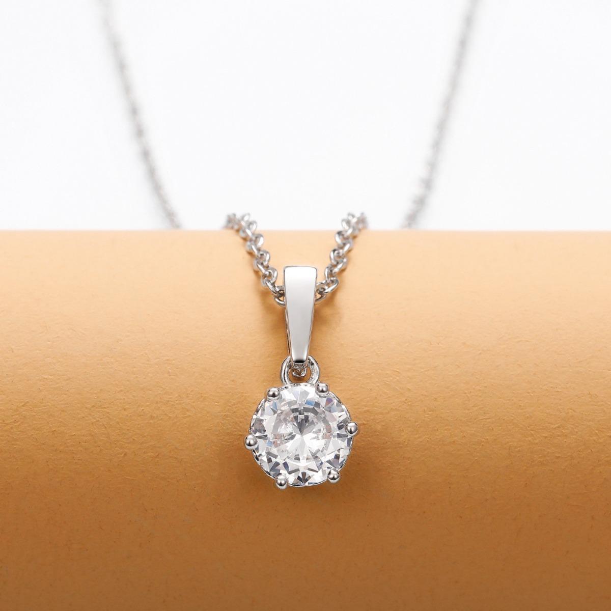 Simple Solitaire Zircon Necklace Elegant Valentine’s Day Gift Jewelry