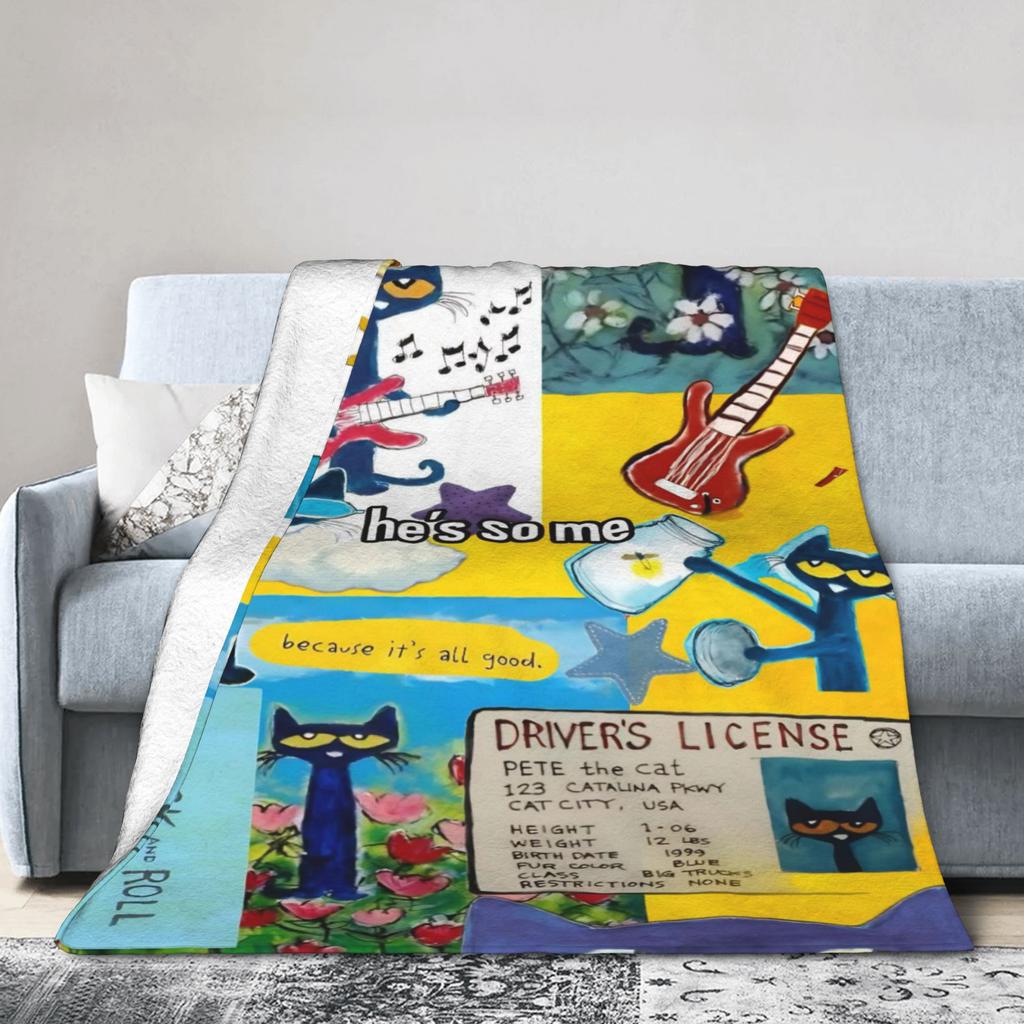Pete The Cat Blanket Flannel Relax Super Soft Throw Blanket for Bed Bedding Throws