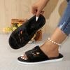 Fashion European and American Halloween Slippers 2024 Autumn and Winter Women's Flat Bottom Fluffy Slippers with A One Line Design Sense