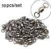 50pcs Ball Bearing Swivels Double Round Split Rings Connectors Fishing Tackle