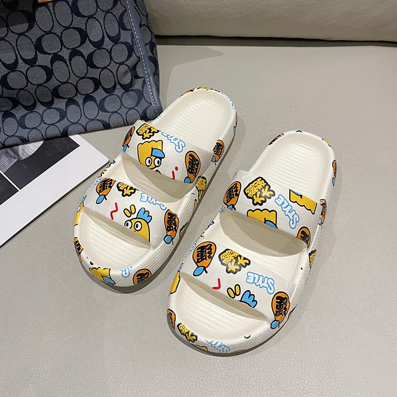 Vyrų ir moterų poros Vasaros storos dugno neslystančios minkštos apatinės grafiti šlepetės namų viduje, vieno žodžio šlepetės