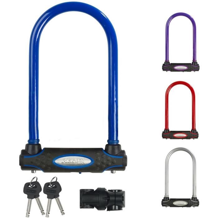 U-Lock Bicycle Lock with Key - MASTER LOCK - 8195EURDPROCOL - Hardened Steel Body - Double Locking Shackle