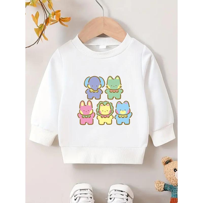 European sizes Cute Animal Print Design, Soft And Comfortable Thin Round-Neck Sweatshirt for Kids Aged 0-3 Years 110